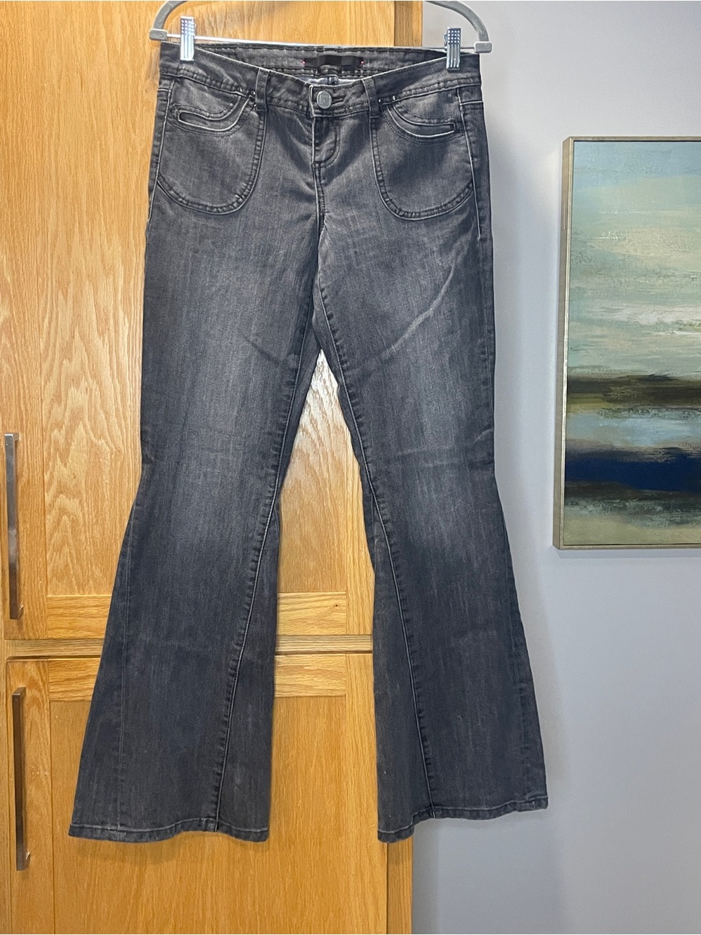 Madden Girl Charcoal Flare Jeans Y2K Style | Junior 11 30" x 31.5" | Cotton
